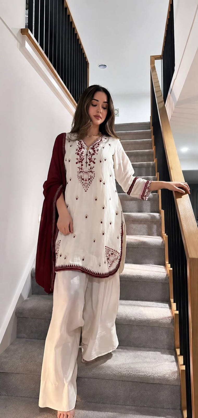 FANCY DESIGN COLLECTION 3 PIECE FANCY TOP WITH FARSHI SALWAR AND BEAUTIFUL DUPATTA