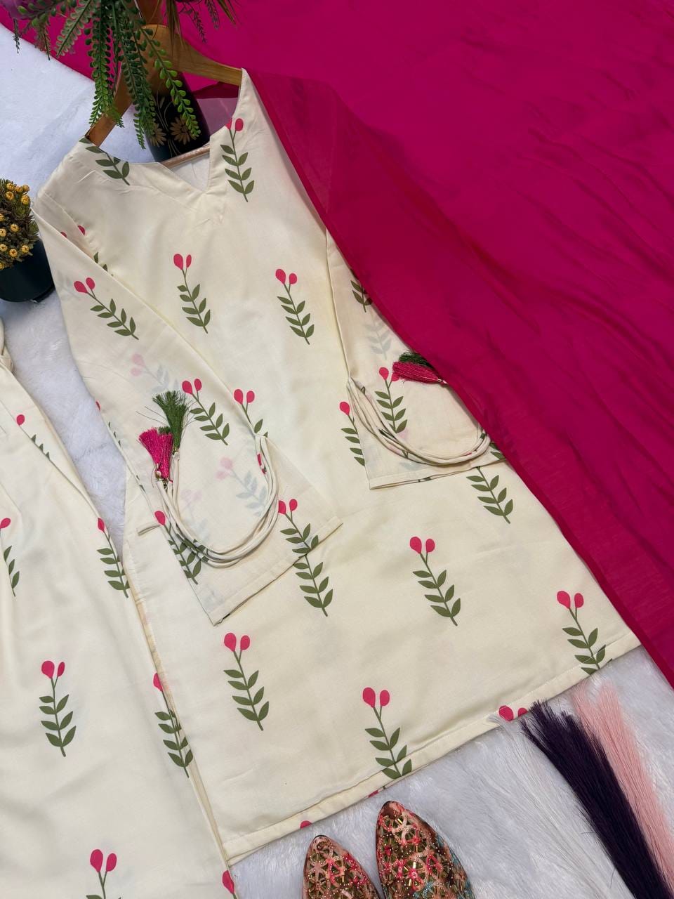 FANCY DESIGN COLLECTION 3 PIECE FANCY TOP WITH FARSHI SALWAR AND BEAUTIFUL DUPATTA