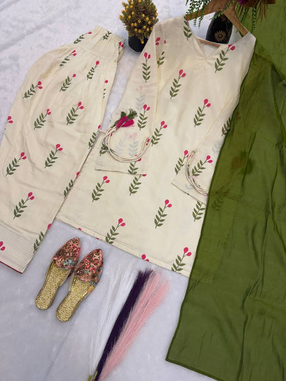 FANCY DESIGN COLLECTION 3 PIECE FANCY TOP WITH FARSHI SALWAR AND BEAUTIFUL DUPATTA
