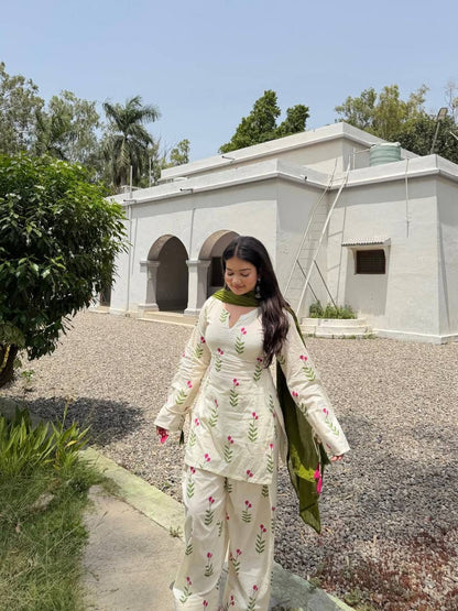 FANCY DESIGN COLLECTION 3 PIECE FANCY TOP WITH FARSHI SALWAR AND BEAUTIFUL DUPATTA