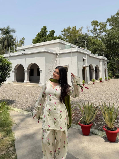 FANCY DESIGN COLLECTION 3 PIECE FANCY TOP WITH FARSHI SALWAR AND BEAUTIFUL DUPATTA