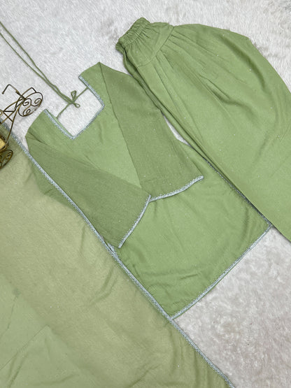 Designer Party Wear Look Crunchy Silk Top & Farshi Palazzo With Dupatta set