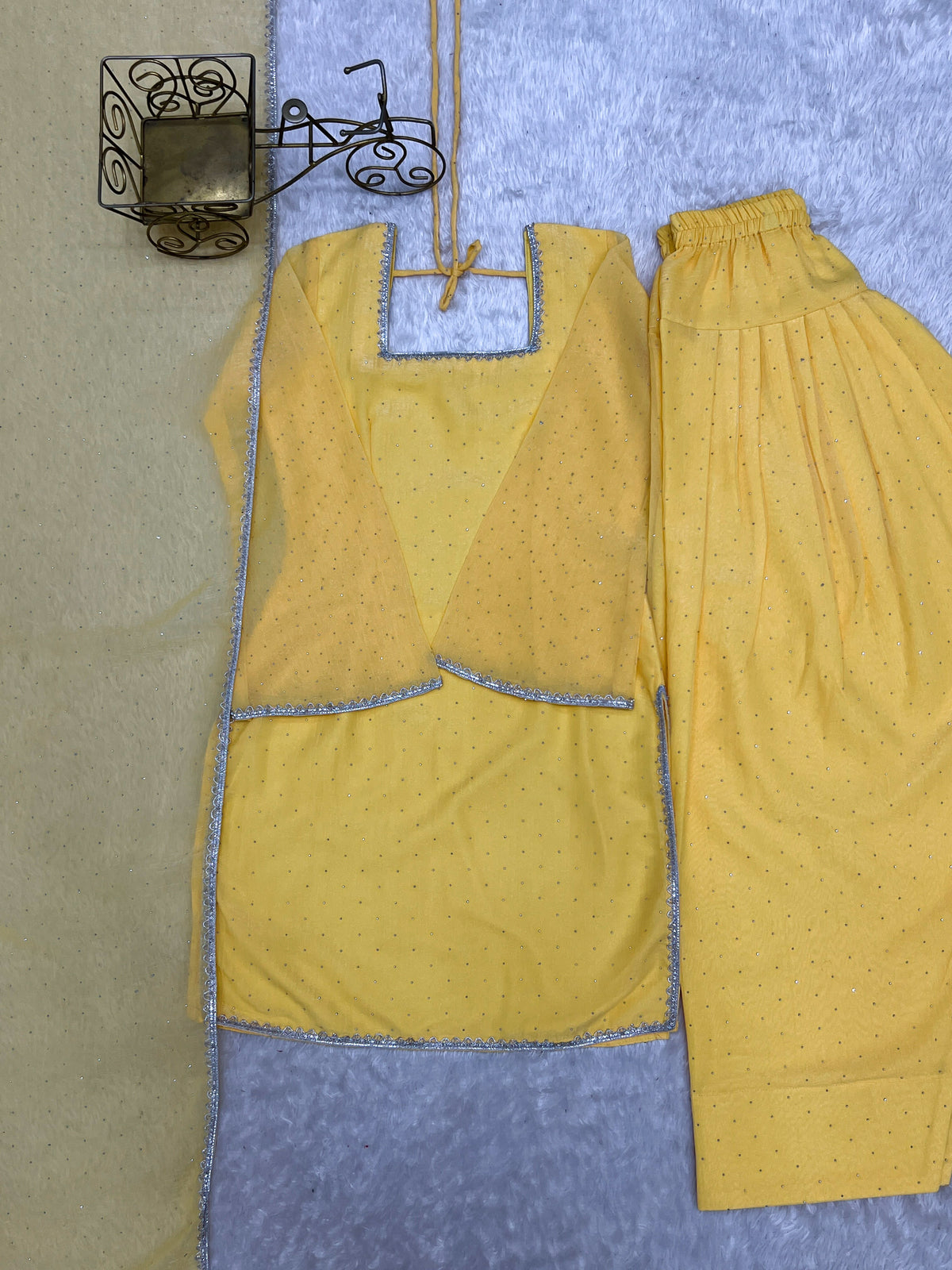 Designer Party Wear Look Crunchy Silk Top & Farshi Palazzo With Dupatta set