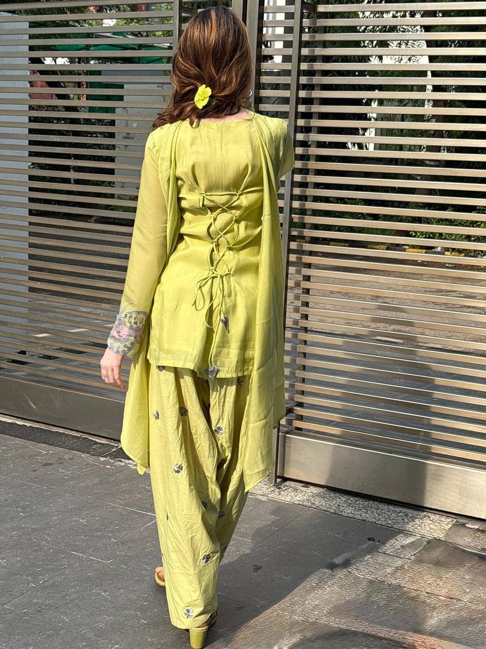 Designer Party Wear Look top with farshi salwar