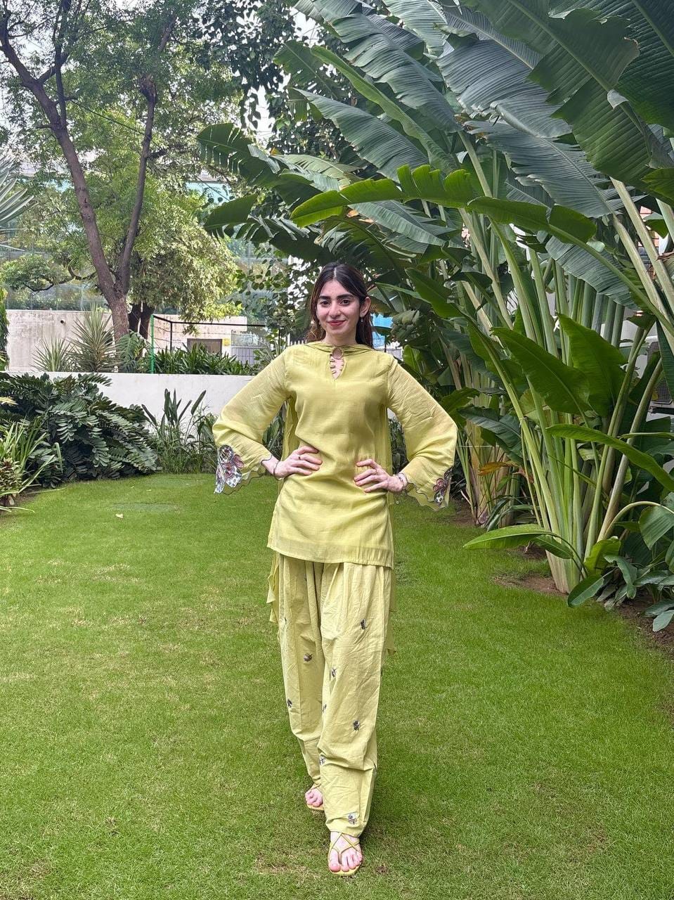Designer Party Wear Look top with farshi salwar