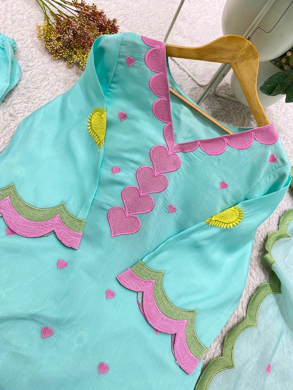 DESIGNER EMBROIDERED WORKED TOP SALWAAR WITH DUPATTA