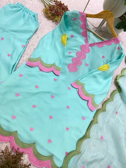 DESIGNER EMBROIDERED WORKED TOP SALWAAR WITH DUPATTA