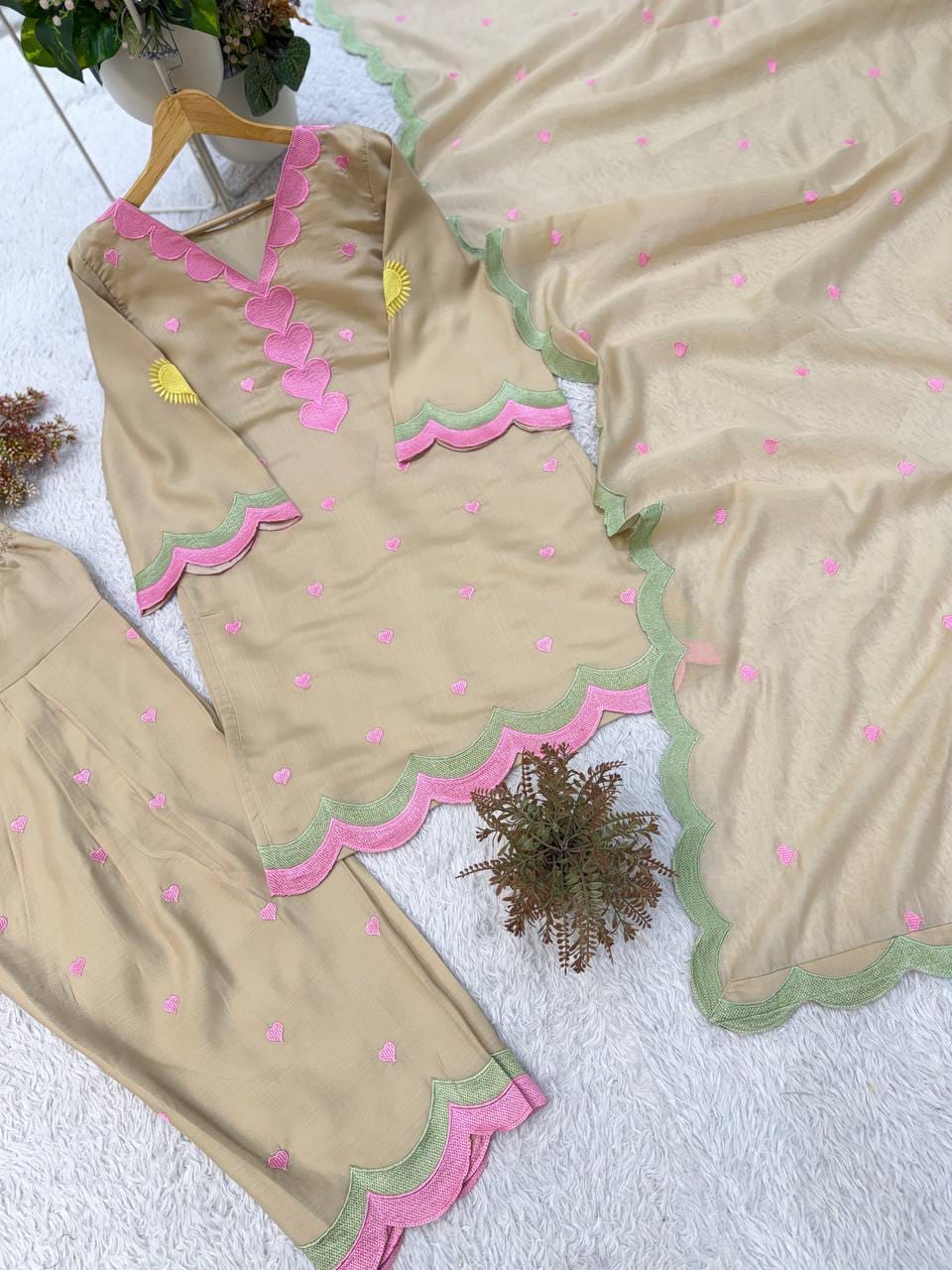 DESIGNER EMBROIDERED WORKED TOP SALWAAR WITH DUPATTA