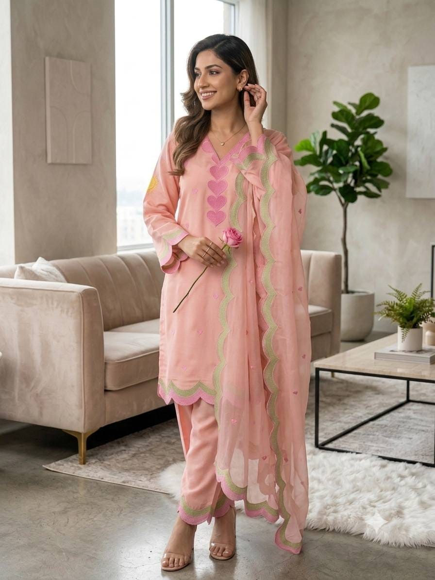 DESIGNER EMBROIDERED WORKED TOP SALWAAR WITH DUPATTA