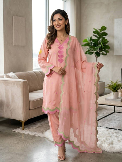 DESIGNER EMBROIDERED WORKED TOP SALWAAR WITH DUPATTA