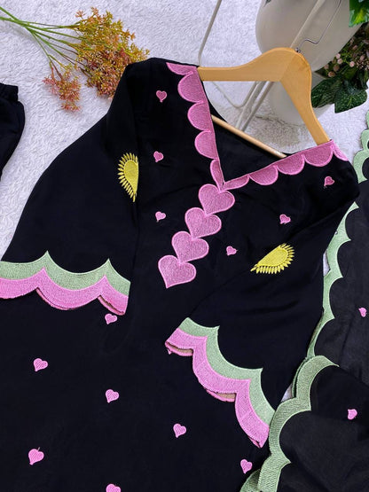 DESIGNER EMBROIDERED WORKED TOP SALWAAR WITH DUPATTA