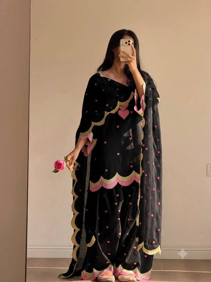 DESIGNER EMBROIDERED WORKED TOP SALWAAR WITH DUPATTA