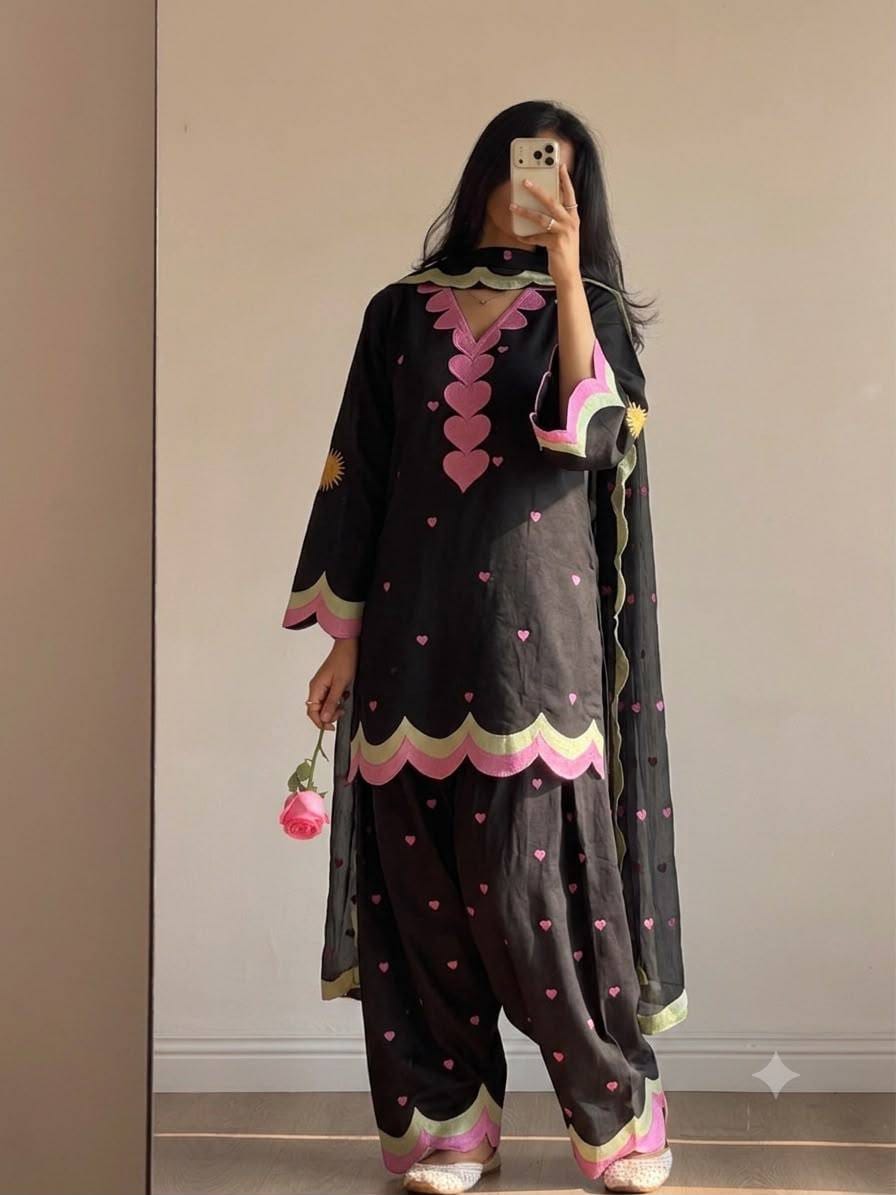 DESIGNER EMBROIDERED WORKED TOP SALWAAR WITH DUPATTA