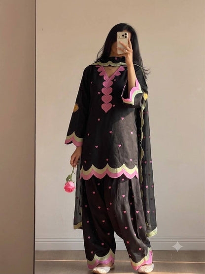 DESIGNER EMBROIDERED WORKED TOP SALWAAR WITH DUPATTA