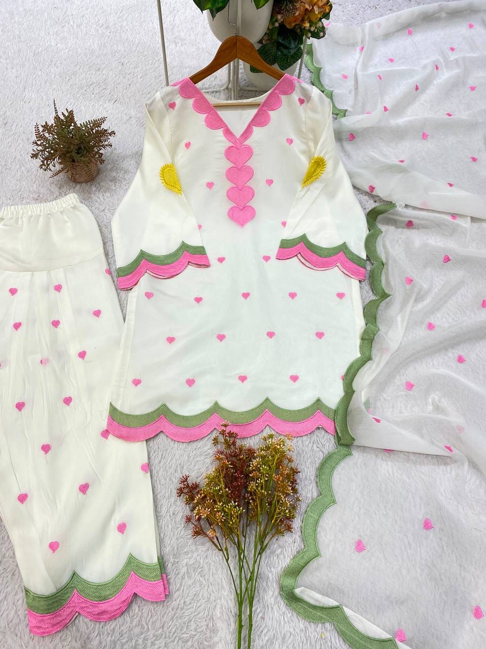 DESIGNER EMBROIDERED WORKED TOP SALWAAR WITH DUPATTA