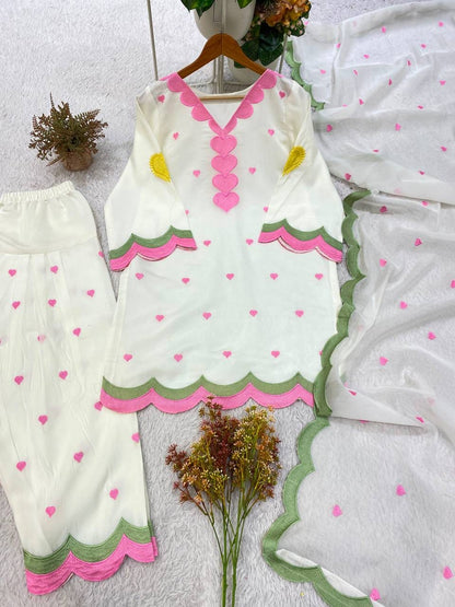 DESIGNER EMBROIDERED WORKED TOP SALWAAR WITH DUPATTA