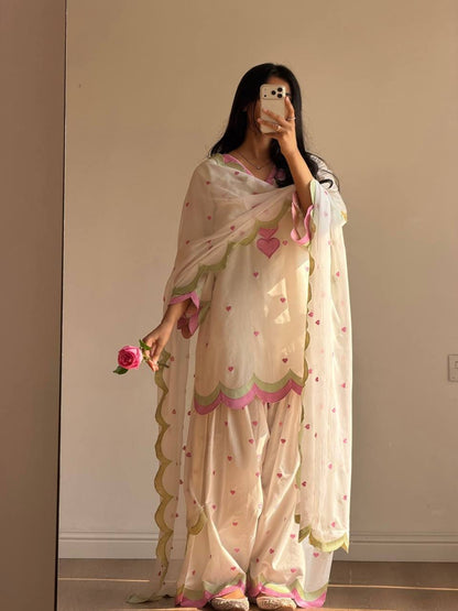 DESIGNER EMBROIDERED WORKED TOP SALWAAR WITH DUPATTA