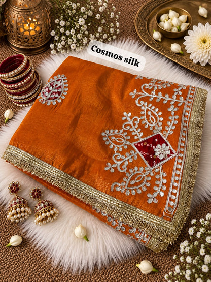 Cosmos Silk Jaipuri Gotapatti work Saree with Unstitched Blouse