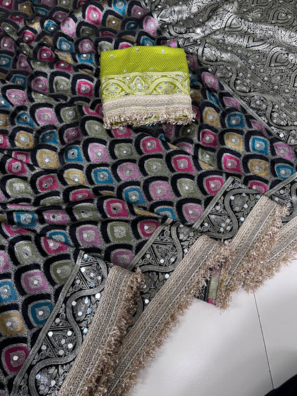 Rangkart Silk Real Mirror Work and Jaipuri Border Saree