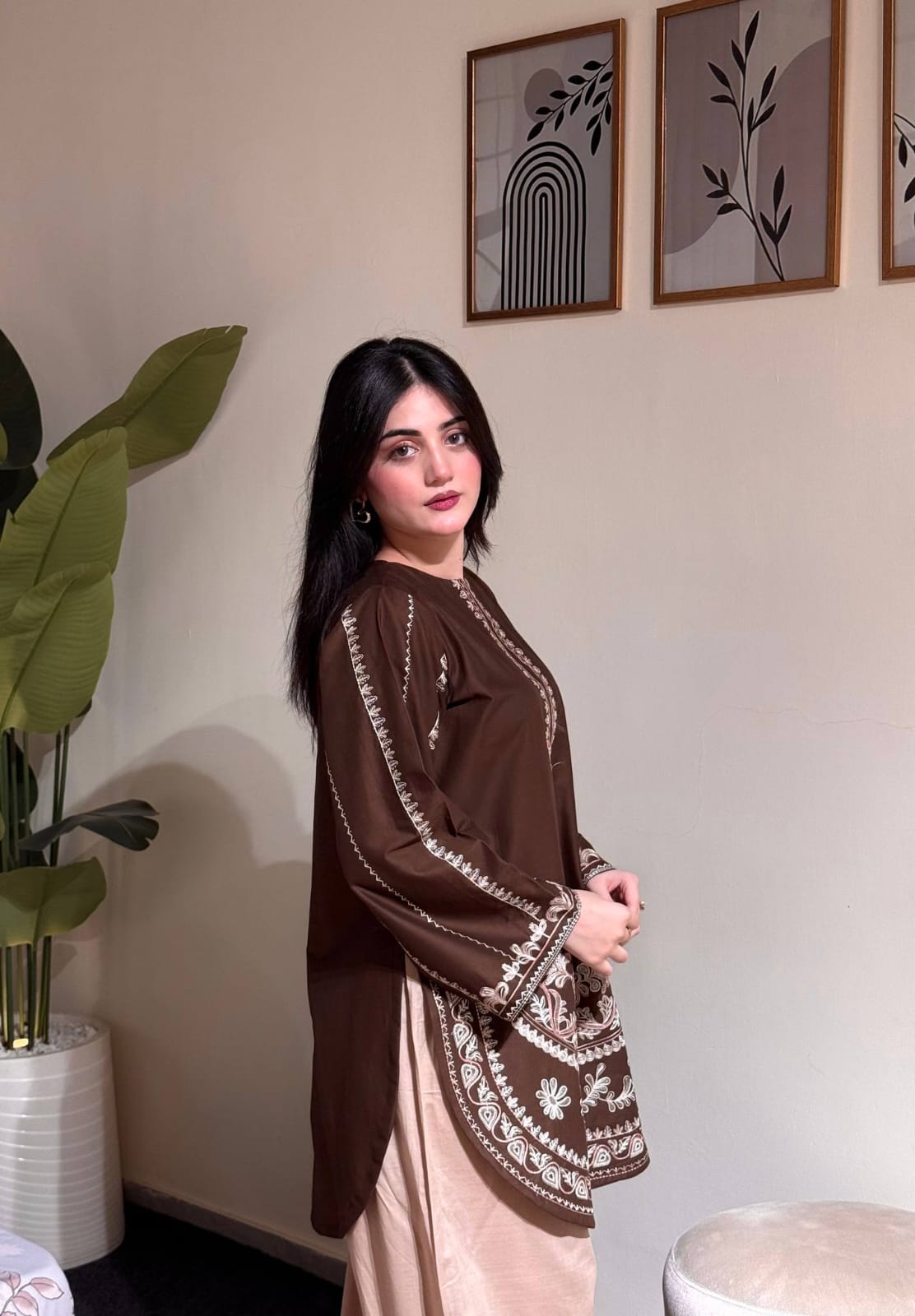 Designer Party Wear Look Roman Silk & Farshi Palazzo Set