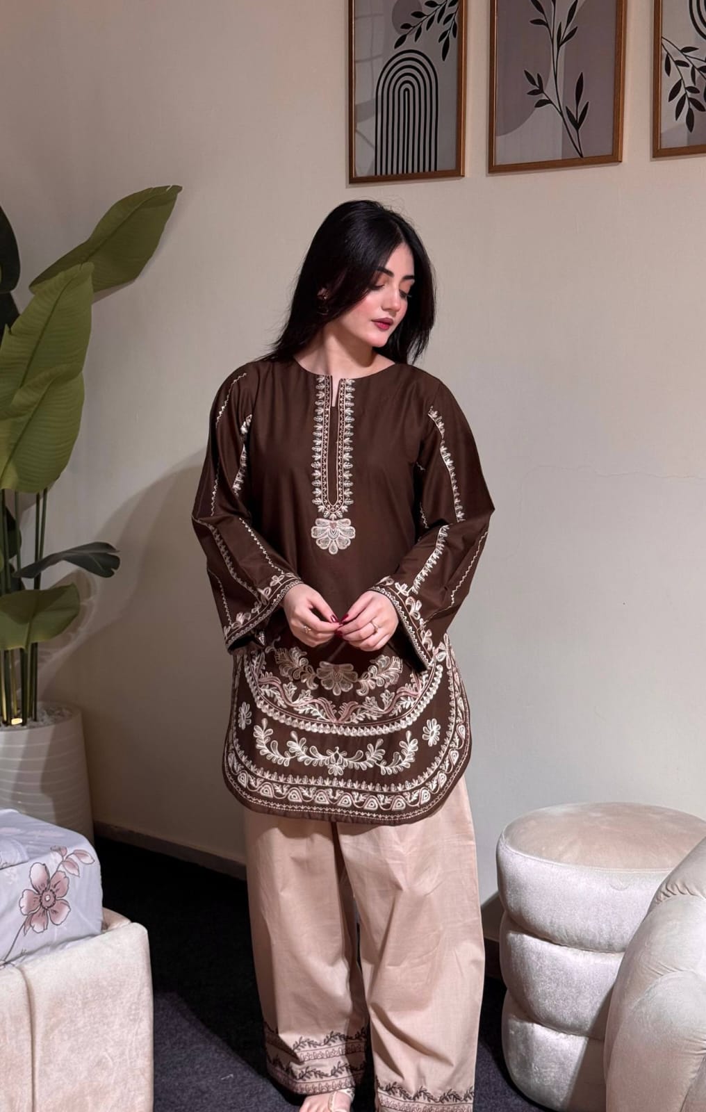 Designer Party Wear Look Roman Silk & Farshi Palazzo Set