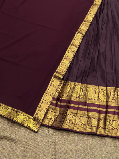 Wine color South Indian Kanchi Cotton Half Saree Lehenga Choli Set