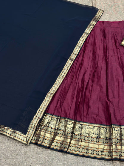 South Indian Kanchi Cotton Half Saree Lehenga Choli Set