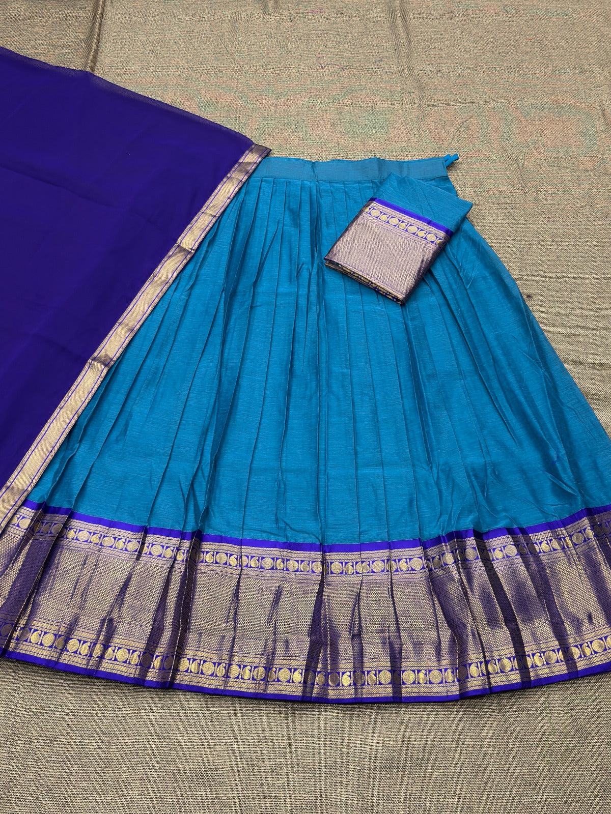 South Indian Kanchi Cotton Half Saree Lehenga Choli Set
