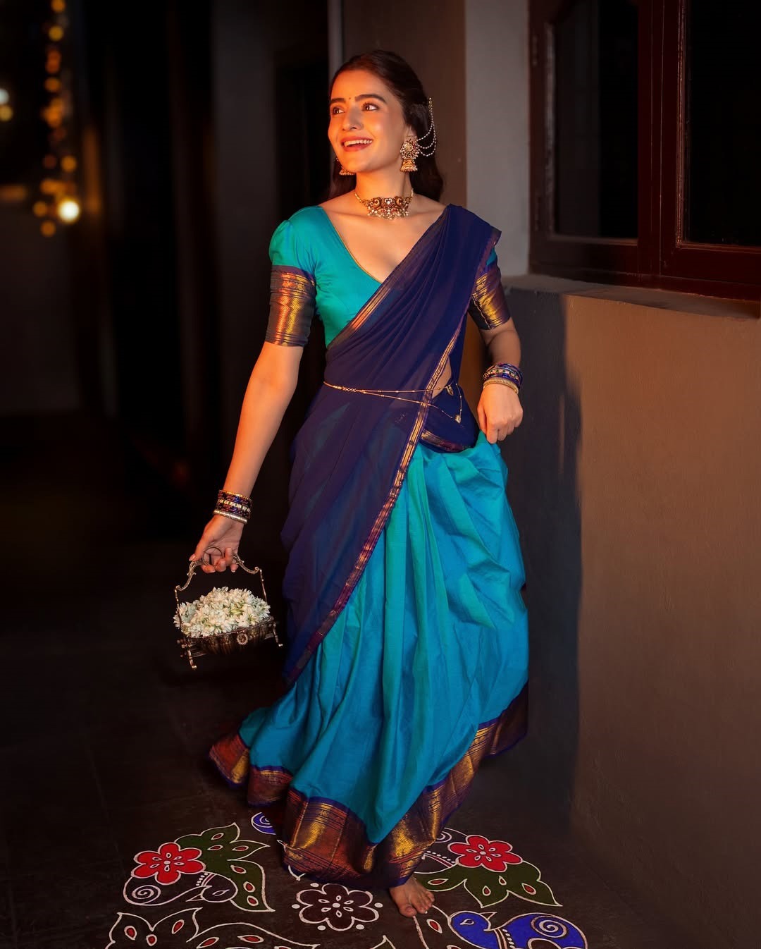 South Indian Kanchi Cotton Half Saree Lehenga Choli Set