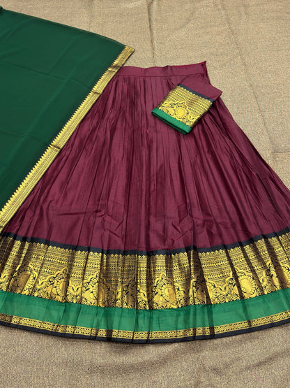 South Indian Kanchi Cotton Half Saree Lehenga Choli Set