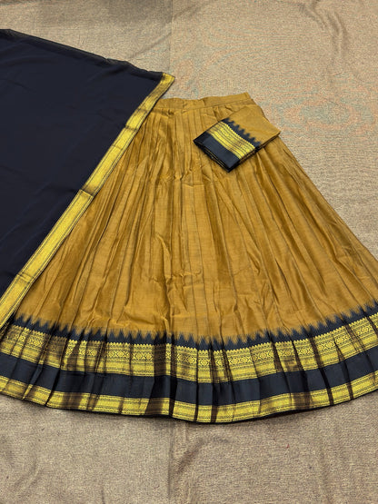 South Indian Kanchi Cotton Half Saree Lehenga Choli Set