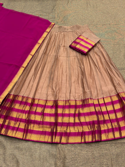 South Indian Kanchi Cotton Half Saree Lehenga Choli Set