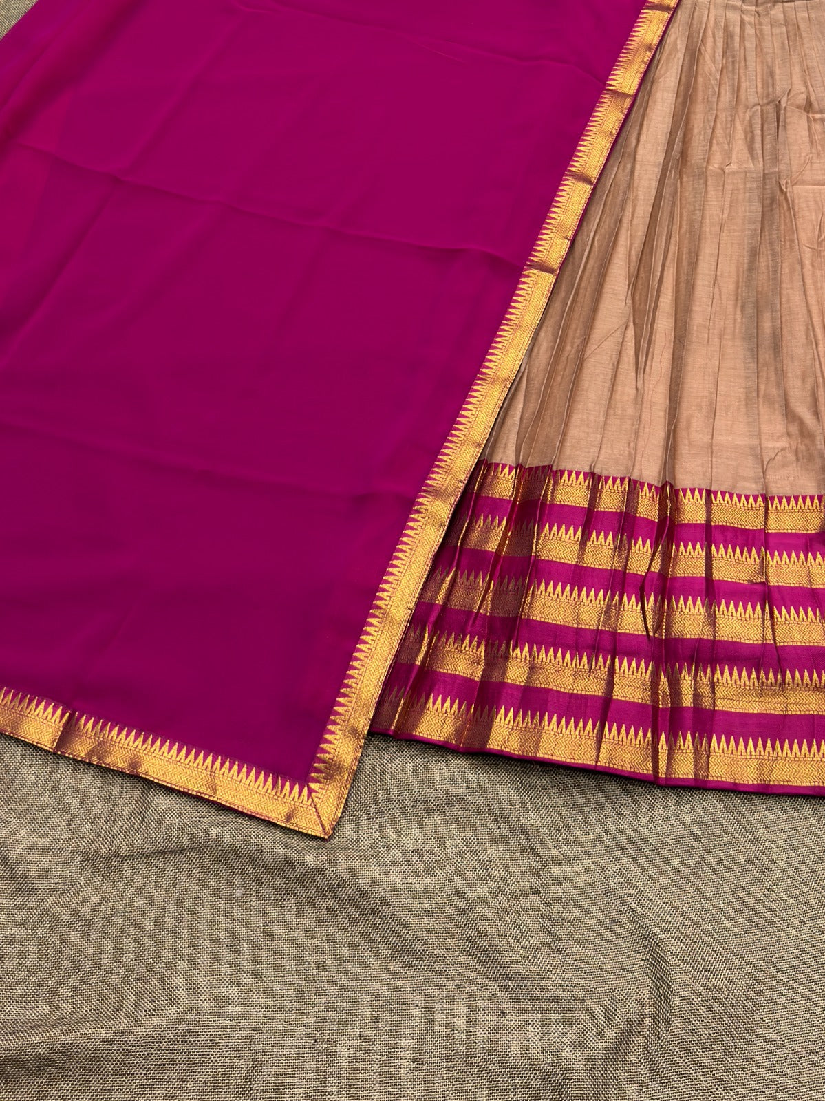 South Indian Kanchi Cotton Half Saree Lehenga Choli Set