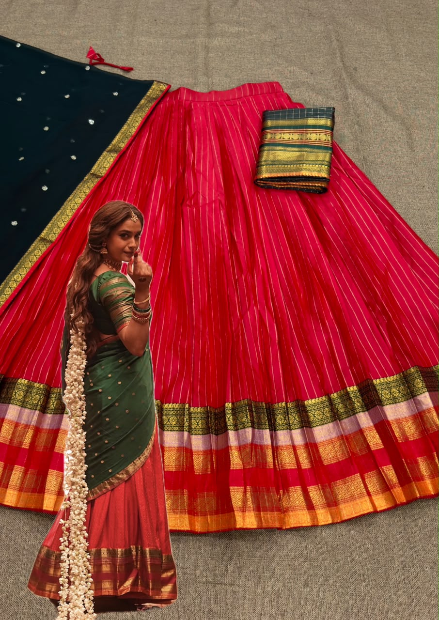South Indian Soft Silk Half Saree Lehenga Choli Set