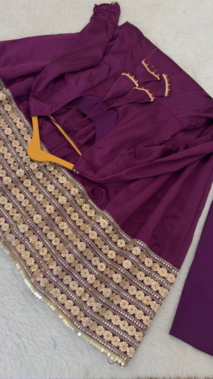 Wine color Gold Zari and Sequence and Embroidery work Party Wear Designer Anarkali Gown