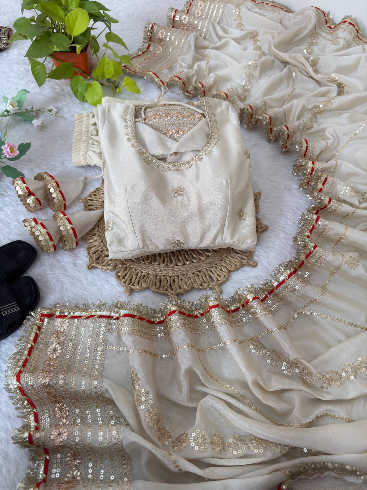 Beige color Gold Zari and Sequence and Embroidery work Party Wear Designer Anarkali Gown