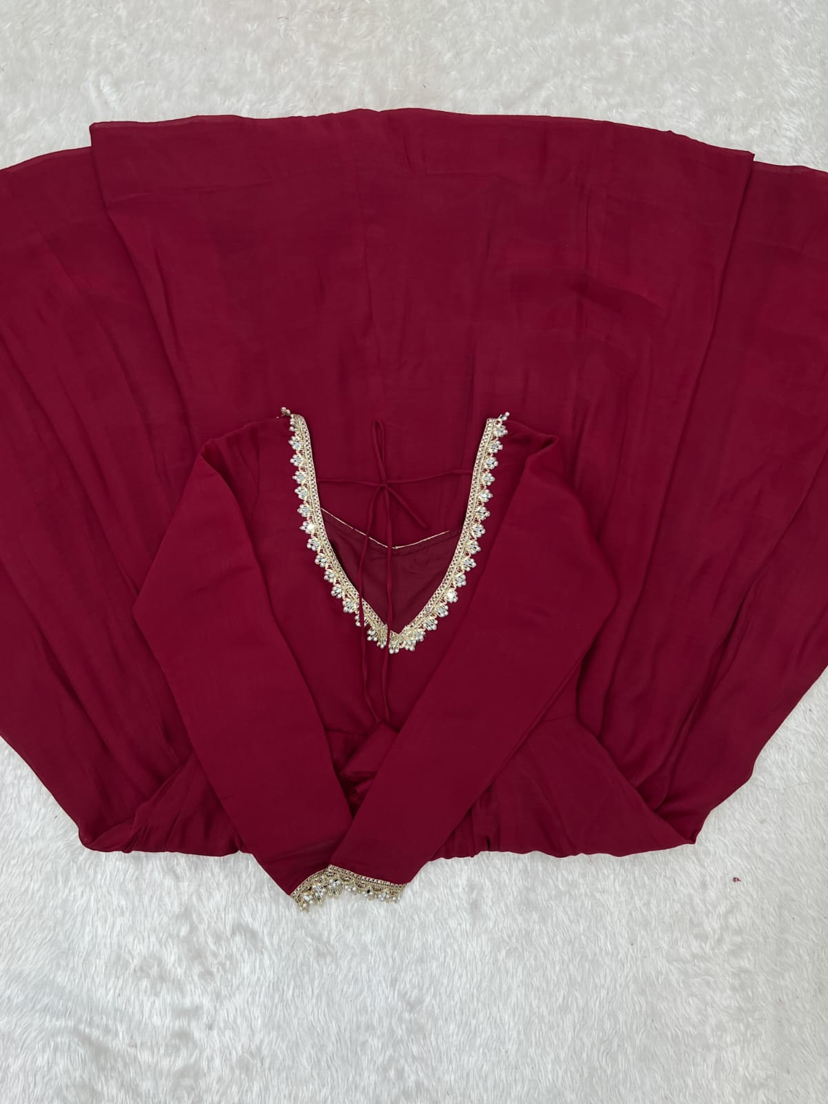 Maroon Mal Chanderi  Mirror Work Designer Anarkali Gown Pant and Dupatta