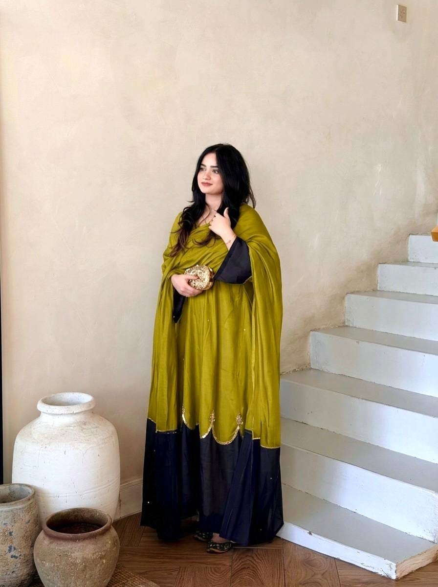 Designer Party Wear Look Pur Roman Silk Kaftan Dress & Palazzo With Dupatta set