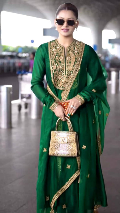 Party Wear & Festival Look Pur Fandy Sillk Gown,Dupatta & Bottom Set