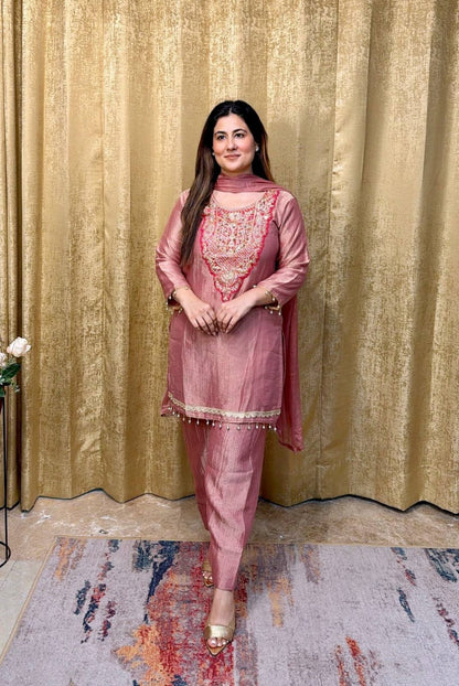 Designer Party Wear & Festival Look Pur Tissue Salsa Three Piece set