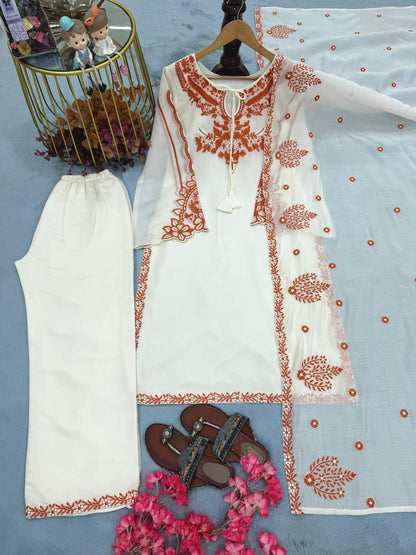 Designer Party Wear Look Pur Roman Silk Top & Plazzo With Dupatta set