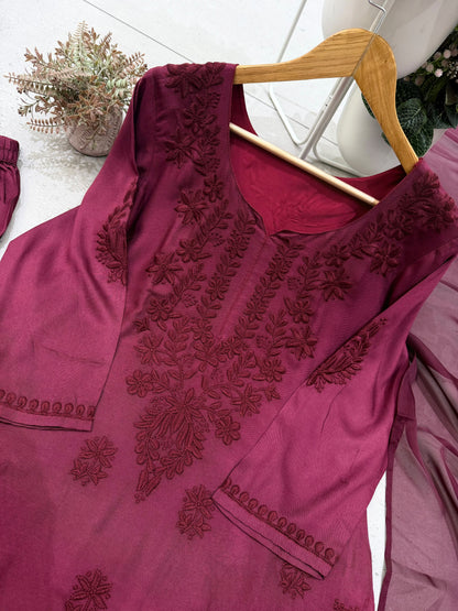 DESIGNER PARTY WEAR RAYON KURTI FARSI SALWAAR WITH DUPATTA