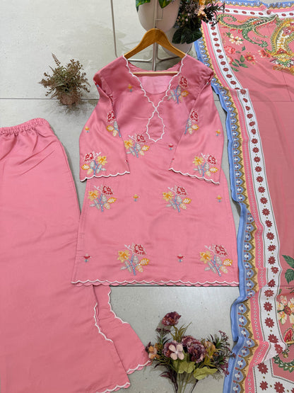 Designer Party Wear Kurti Plazzo With Dupatta