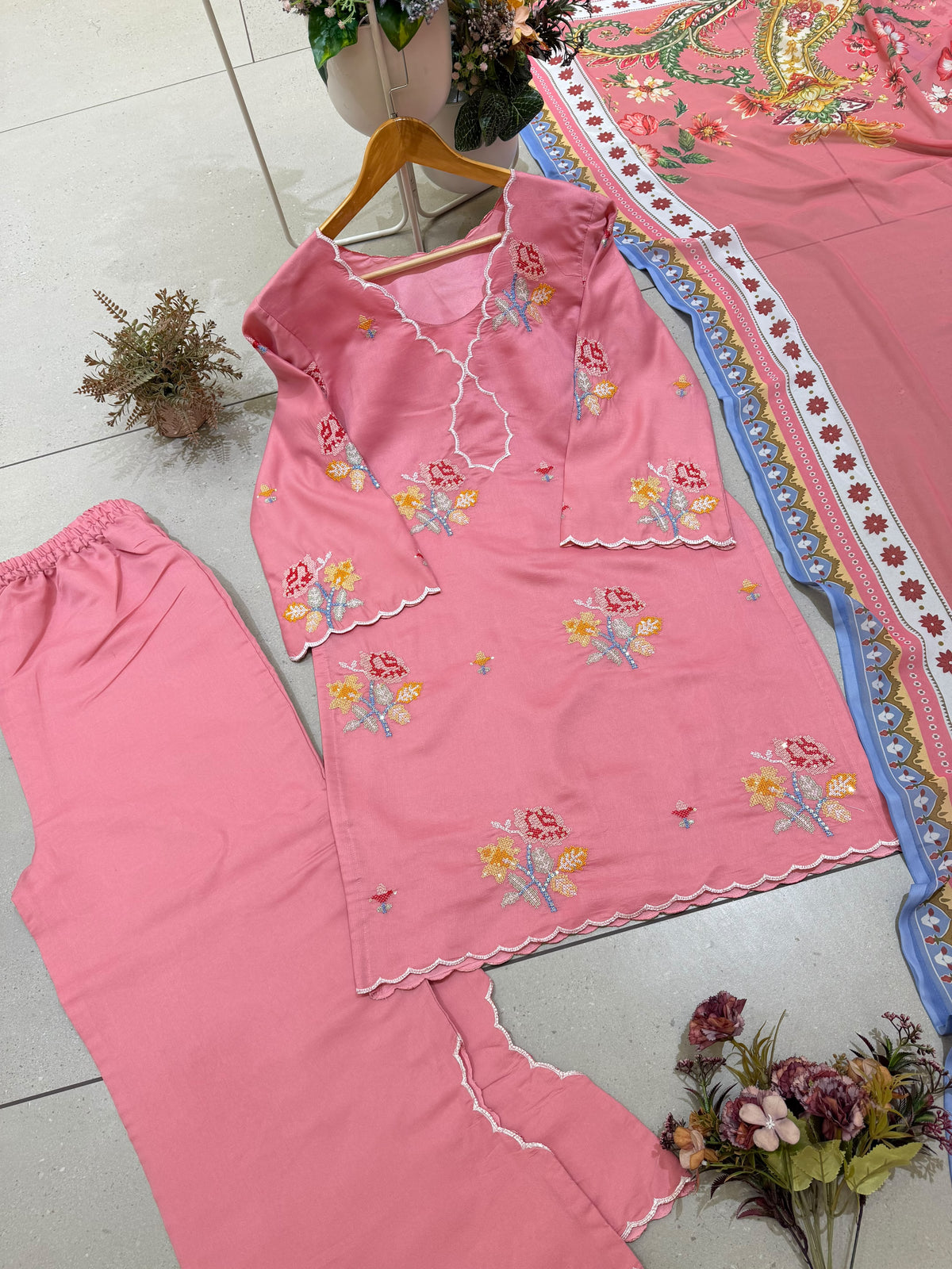 Designer Party Wear Kurti Plazzo With Dupatta
