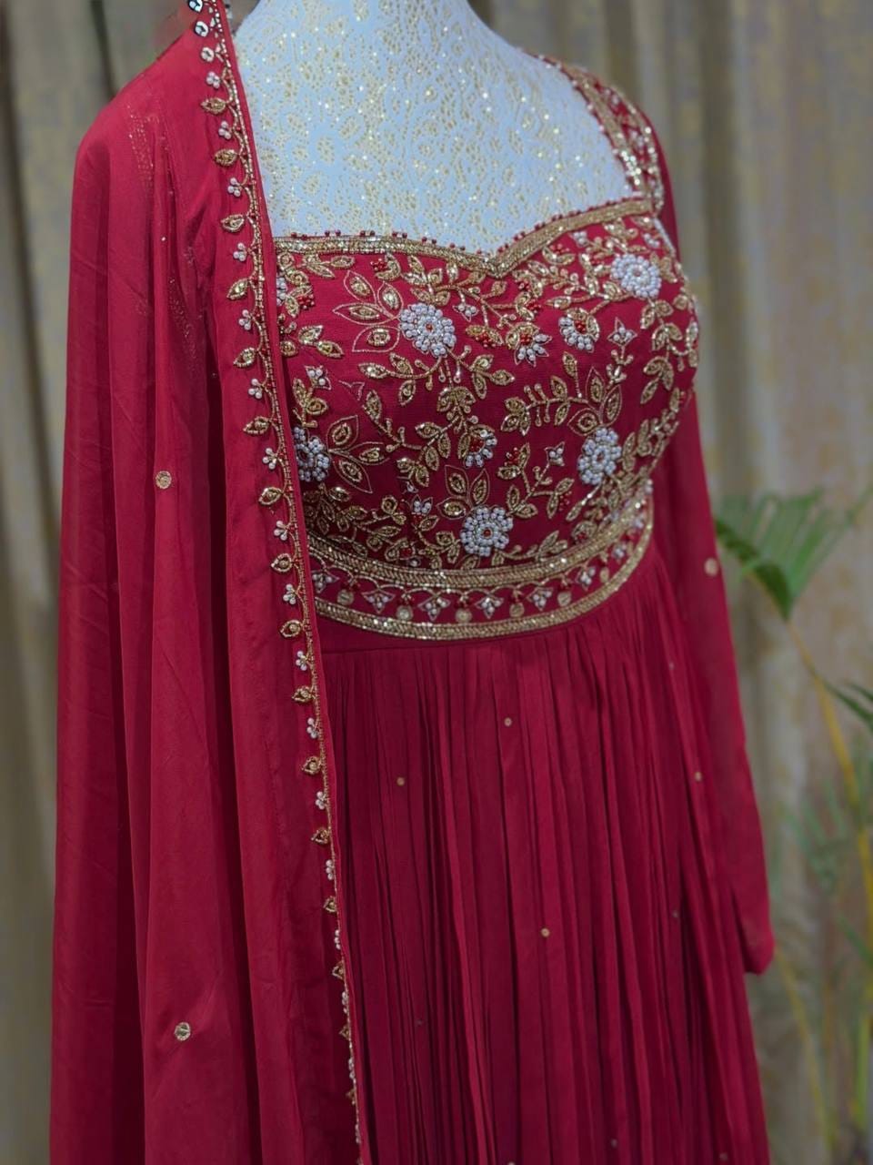 Party Wear Look Pur Rangoli Crush Gown,Dupatta & Bottom Set