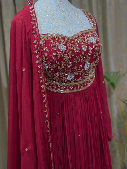 Party Wear Look Pur Rangoli Crush Gown,Dupatta & Bottom Set