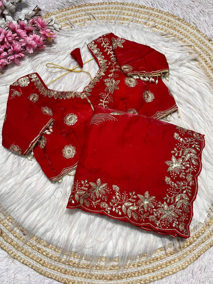 Fendy Sattin Embroidery work with Sequence Butti Saree With Readymade Blouse
