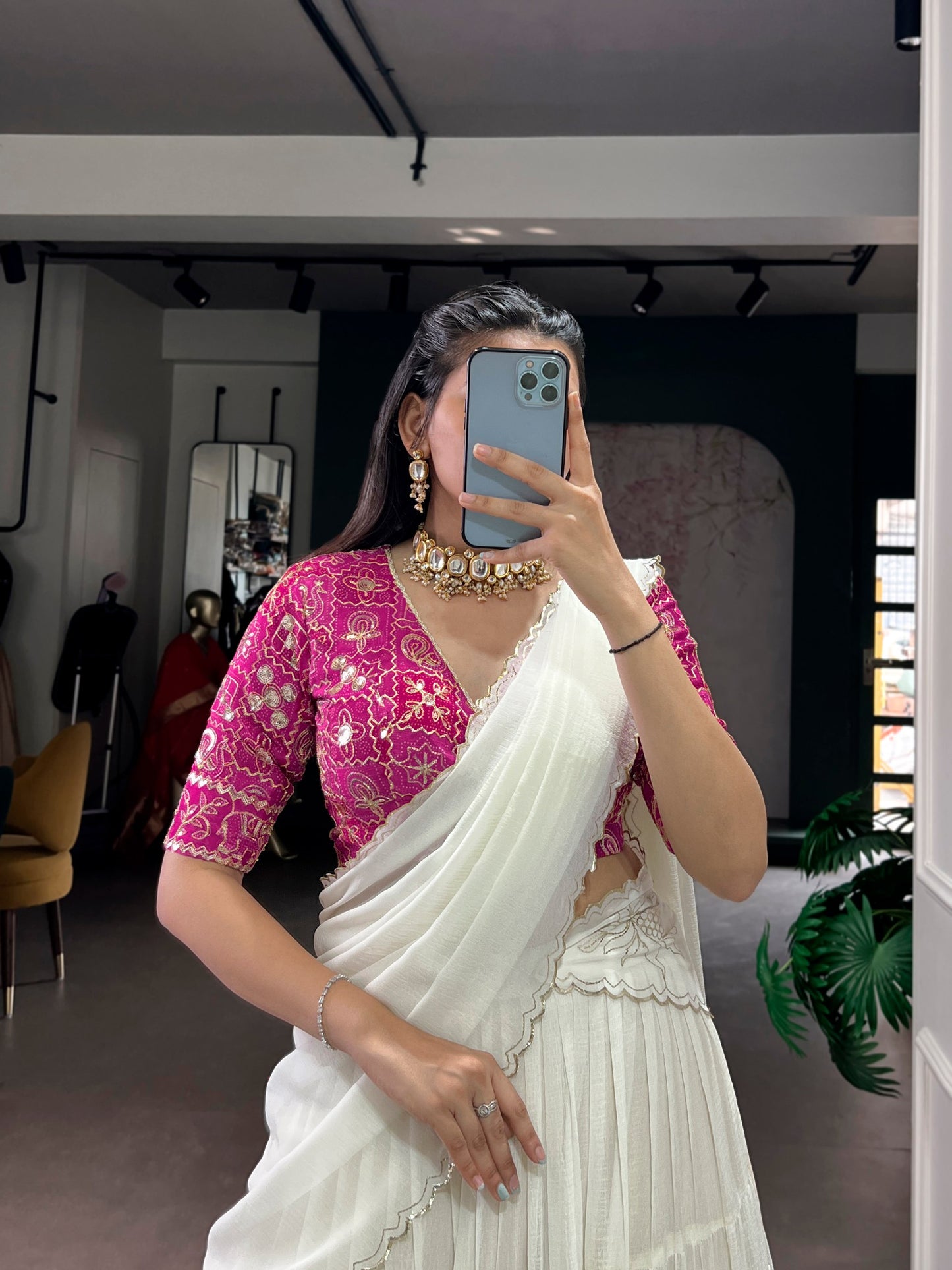 White Color 12 mtr Flair Lehenga Choli With Dupatta