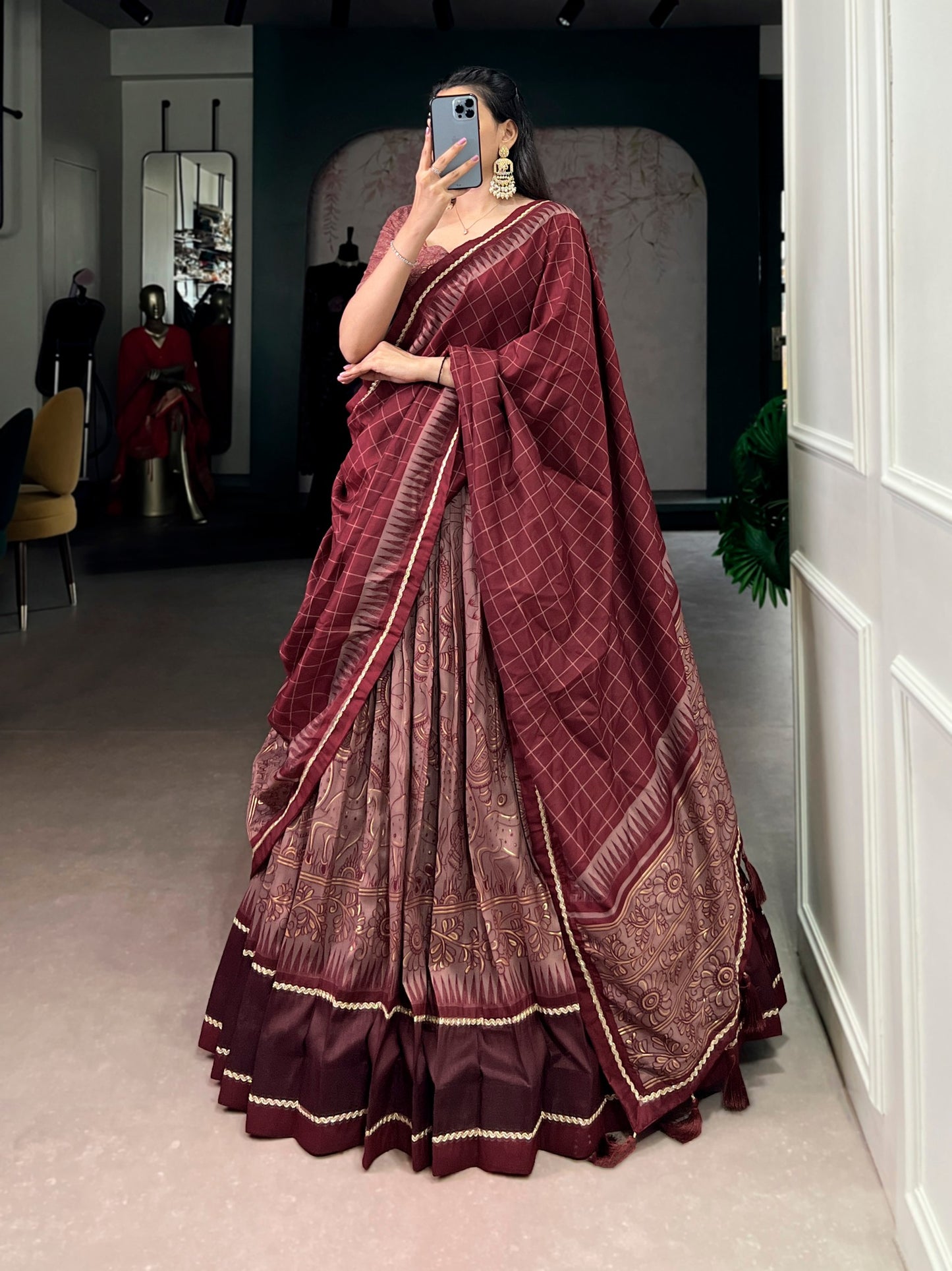 Designer Kalamkari Print Lehenga Choli