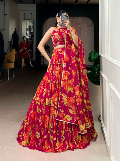 Party Wear Floral Printed Lehenga Choli